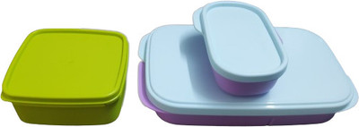 TUPPERWARE My lunch plastic container 590ml + 120ml with 1pc green container free 400ml 3 Containers Lunch Box(590 ml)