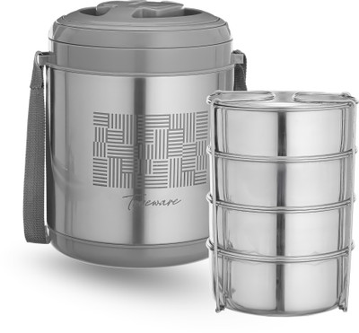 Trueware LEGEND 3 Stainless Steel PU Insulated Hot Lunch Box With 3 Stainless Steel 4 Containers Lunch Box(1200 ml, Thermoware)
