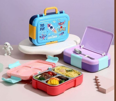 MunchiMate Bento Boxes with Locking Lids Double Layer leakproof stainless steel 3 Containers Lunch Box(1120 ml)