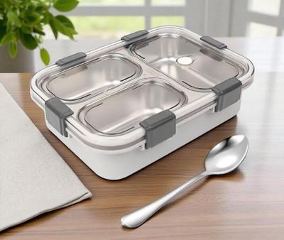 DHARA ENTERPRISE Stainless Steel Lunch box 3 Containers_S219 3 Containers Lunch Box(1001 ml)