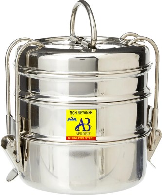 Ambit Clipper Stainless Steel Tiffin Box Set, Set of 3 Container Size 8/3 3 Containers Lunch Box(1000 ml)