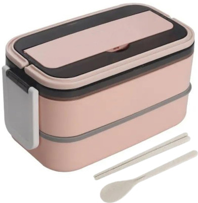 Daidokoro 2 Airtight Layer|3 Compartments Bento Lunch Box With Plastic Spoon & Chopsticks 3 Containers Lunch Box(1400 ml, Thermoware)