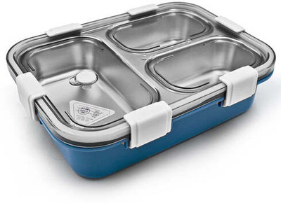 Aara 3 COMPARTMENT TRANSPARENT STAINLESS STEEL LUNCH BOX 1 Containers Lunch Box(1000 ml)