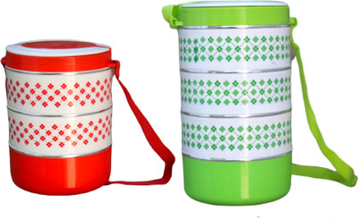 EazyClean 4 and 3 Layer Lunch Box Combo Multicolor 4 Containers Lunch Box(1000 ml, Thermoware)