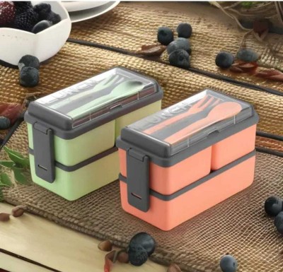 plizzo kitchenware 3 Compartment Office,School And Collage Lunch Box With Spoon And Fork 6 Containers Lunch Box(1500 ml, Thermoware)