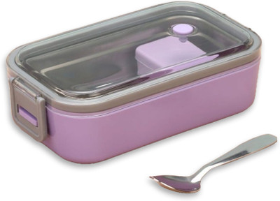 U Shine Stainless Steel Airtight Lunch Box 800ml Purple with Spoon & Small Container 1 Containers Lunch Box(800 ml)