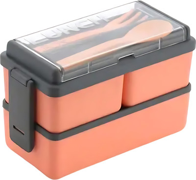 LOOMARA Double Decker Lunchbox With Spoon 3 Containers Lunch Box(500 ml)