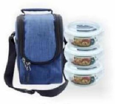 Prateek Kitchenware Round Glass Lunch Boxes with Bag for Office & College, Microwave, Leak Proof 3 Containers Lunch Box(400 ml, Thermoware)