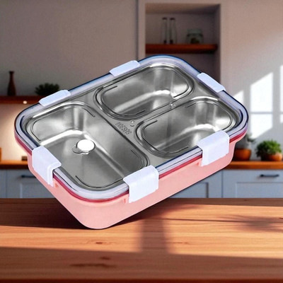 Colorbee Insulated Stainless Steel Lunch Box with 3 Compartments for Hot and Cold Foods 3 Containers Lunch Box(750 ml, Thermoware)