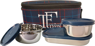 THE TFFIN Elite Steel Lunch Box ,Blue Bag ,Airtight Containers 2×400ml &1x550ml 3 Containers Lunch Box(1350 ml, Thermoware)
