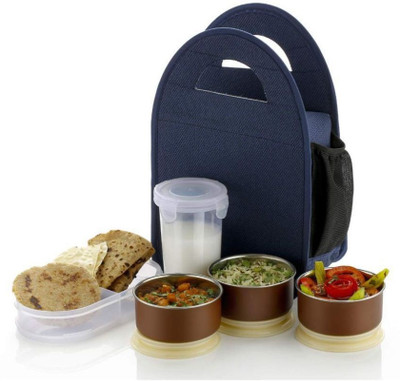 shivay enterprise Lunch Box 3Container&1 Casserole Set with Plastic Bottle Microwave/Safe with Bag 3 Containers Lunch Box(200 ml)