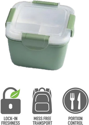 AKR Double Layer Large Portable Picnic 3 Compartment Square Plastic Food Container 2 Containers Lunch Box(1200 ml)
