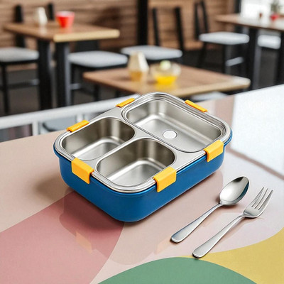 Colorbee BPA-Free 3-Section Lunch Box, Stainless Steel Tiffin for Men 3 Containers Lunch Box(750 ml, Thermoware)