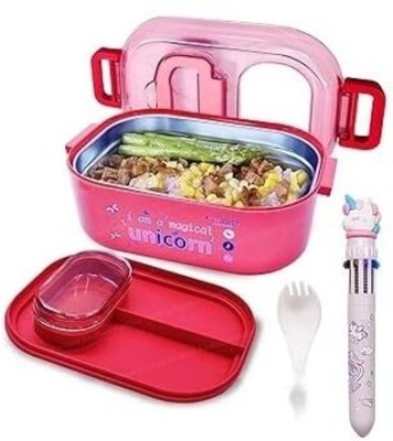 Super toy Unicorn Stainless Steel Lunch Box for Kids With Container And Spoon 1 Containers Lunch Box(700 ml)