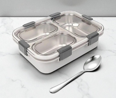 DHARA ENTERPRISE Stainless Steel Lunch box 3 Containers_S111 3 Containers Lunch Box(1001 ml)