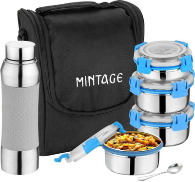 Mintage 3 Containers(300 ml each),1 Containers( 200 ml) n water bottle with bag 7 Containers Lunch Box(300 ml)