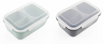 FIT 4 CHEF 3 Section Lunch Box with Spoon & Fork with Air Tight Lid (Pista,Grey,1200 ml) 1 Containers Lunch Box(1200 ml)