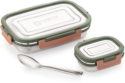 iVBOX Slim-Big Stainless Steel Food Tiffin, Set of 2 Containers Lunch Box(1100 ml)