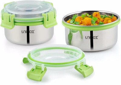 UNINOX Stainless steel lock n lock green color containers 325ml Set of 2 Containers Lunch Box(325 ml)