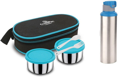 CrossPan Combo Freshmeal blue 2 Containers Lunch Box(440 ml)