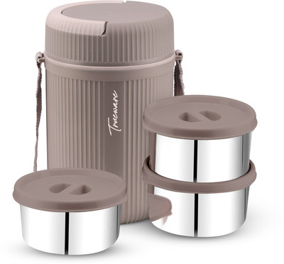 Trueware 3 Insulated Hot and Cold Lunch Box With 3 SS Container 300 ML Each 3 Containers Lunch Box(900 ml, Thermoware)