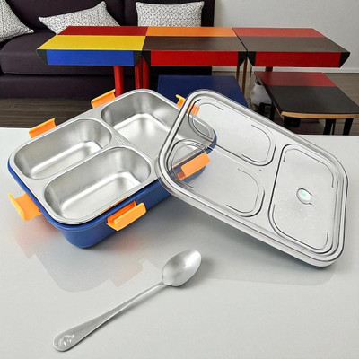 Colorbee Easy to Clean 3-Compartment Stainless Steel Lunch Box - Rust Resistant 3 Containers Lunch Box(750 ml, Thermoware)