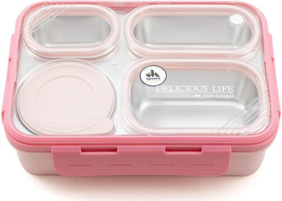apsara kitchenware Lunch Box with 4 Compartment Inner Steel, Spoon & Chopstick Leakproof Heating 1 Containers Lunch Box(1000 ml, Thermoware)