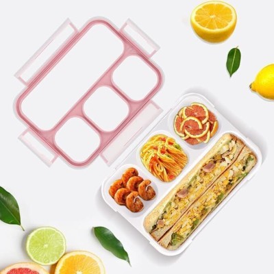 halfmoon 4 compart (Pack of 1) Peach Lunch Box 4 Containers Lunch Box(420 ml, Thermoware)