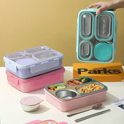 KKODZN 4 Compartment Stainless Steel Bento Lunch Box 1 Containers Lunch Box(1050 ml, Thermoware)