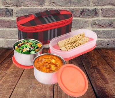 Kombuis Kitchenware AAHH_STEEL LUNCH BOX- 0019 2 Containers Lunch Box(800 ml, Thermoware)