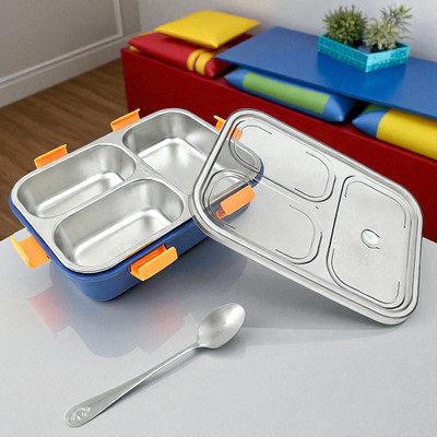 Colorbee Deluxe Clip-Secure Stainless Steel Lunch Box with Triple Leakproof Compartments 3 Containers Lunch Box(750 ml, Thermoware)
