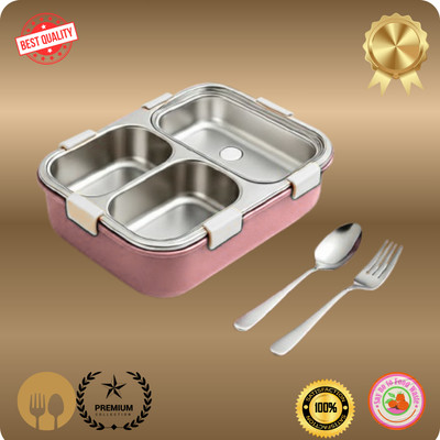 MOIRA INTERNATIONAL Lunch Box 3 Compartment Leakproof, Stainless Steel, With Spoon and Fork FPP1108 3 Containers Lunch Box(810 ml, Thermoware)
