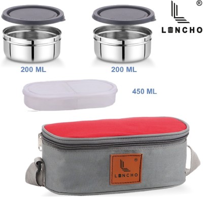 Lencho LENCHO_Red BRUNCH2+1 Lunch Box Stainless Steel 3 Containers Lunch Box(850 ml, Thermoware)