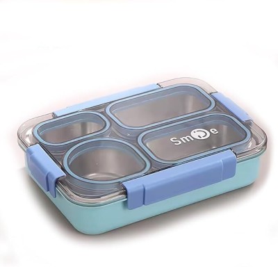 WORLD OF KITCHENCRAFT Stainless Steel 4 Compartment Lunch Box Leak Proof 4 Containers Lunch Box(900 ml, Thermoware)