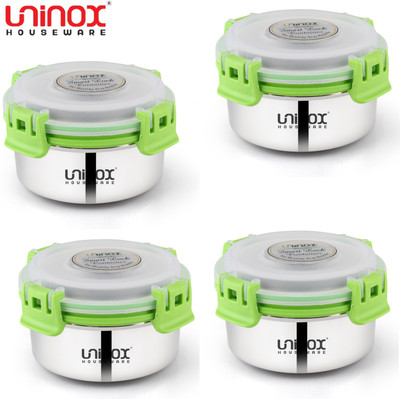 UNINOX Stainless steel lock n lock green color containers 325ml Set of 4 Containers Lunch Box(325 ml)