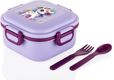 DHANRAJ Rectangle 3 Section Lunch Box With Spoon & Fork 2 Container Lunch Box(800ml) 1 Containers Lunch Box(800 ml)