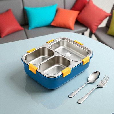 Colorbee Compact 750 ml 3-Compartment Steel Lunch Box for Daily Travel Meals 3 Containers Lunch Box(750 ml, Thermoware)