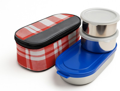 HAHM Stainless Steel Leak Proof 3 Containers Lunch Box(1100 ml)