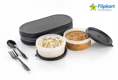 Flipkart SmartBuy NEW LUNCHBOX WITH 2 PLASTIC CONTAINER 1 SPOON 1 FORK AND ZIPPER BAG 2 Containers Lunch Box(600 ml)