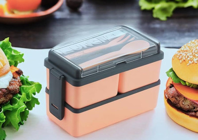 MARMORIS ECOM Double Decker With Cutlery for School/Office, Travel with Leak Proof 3 Containers Lunch Box(1400 ml)