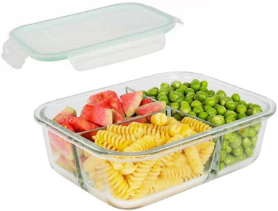 Tanlesa 3 Compartment with Lid glass 1 Containers Lunch Box(1000 ml)