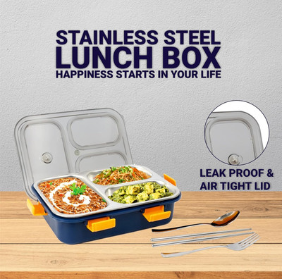 lavtoz Stainless Steel Bento Lunch Box with @207 3 Containers & Secure Lock, 750ml 1 Containers Lunch Box(750 ml, Thermoware)