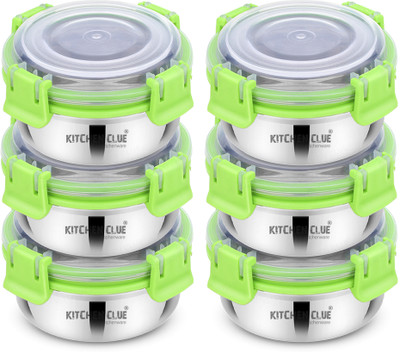 KITCHEN CLUE Stainless Steel Smart Lock N Lock Lunch Box Containers With Airtight Lids 6 Containers Lunch Box(350 ml)