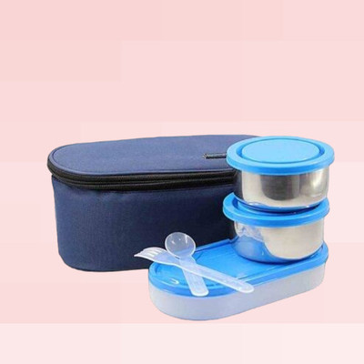 Hriday Lunch Box 3 containers 600ml Blue 053 3 Containers Lunch Box(1 L)