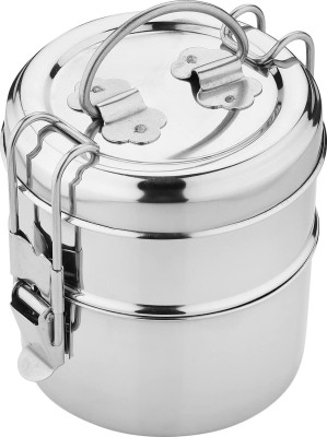 TORPPEZA Stainless Steel Two Compartment Tiffin Box with Lid, 800 ml, Silver 2 Containers Lunch Box(800 ml)