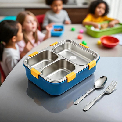 Colorbee Stainless Steel 3-Compartment Lunch Box - Compact & Easy to Carry 3 Containers Lunch Box(750 ml, Thermoware)