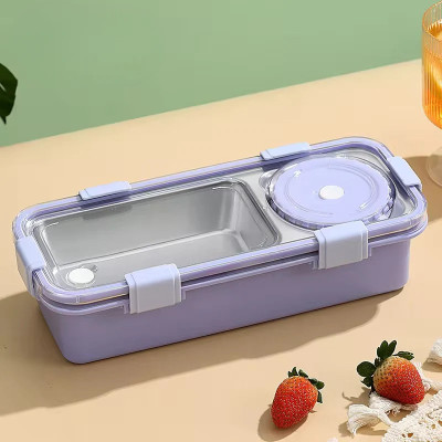 MunchiMate Stainless Steel Lunch Box Set (600ml) | 2-Compartment & Extra Bowl 2 Containers Lunch Box(750 ml)