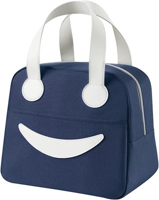 RISHAV HANDICRAFTS Insulated Canvas Smiley Lunch Bags with Aluminum Lining Leakproof Navy Blue 1 Containers Lunch Box(2 L)