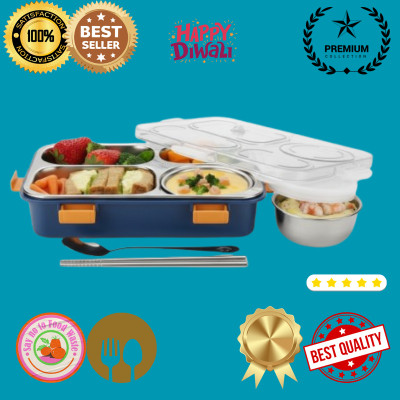 MOIRA INTERNATIONAL StainlessSteel Lunch Box with 4 Compartment with SPOON for Kid _RY1 4 Containers Lunch Box(1200 ml, Thermoware)