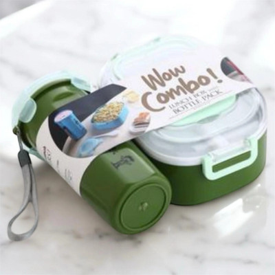 Deedecorwave Wow Combo Lunch Box Set with 800ml Capacity Airtight Tiffin Box & 400ml Bottle 2 Containers Lunch Box(800 ml)